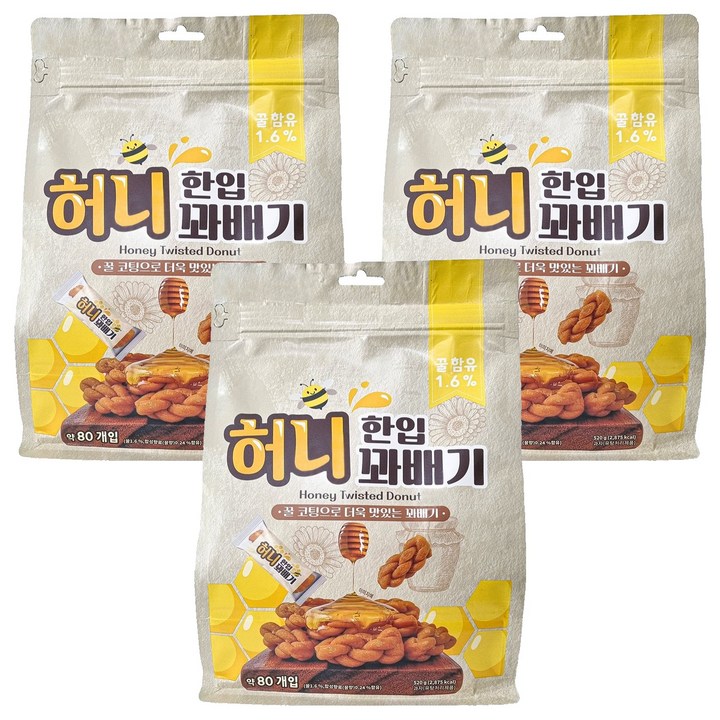 한입 허니 꽈배기, 520g, 3개
