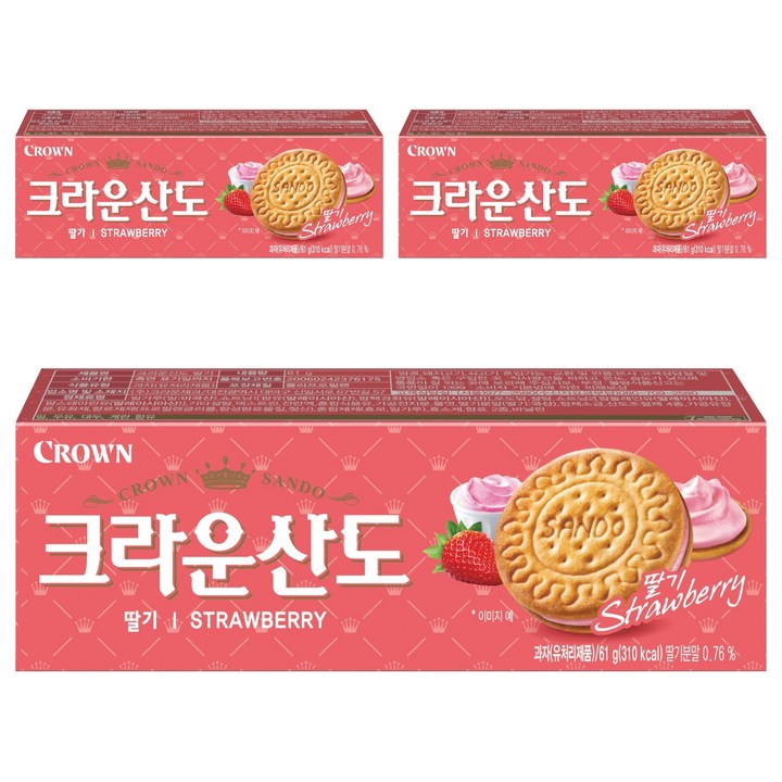 크라운산도 딸기, 61g, 3개