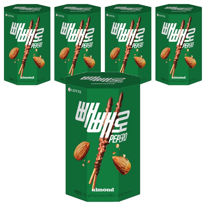 빼빼로 아몬드, 132g, 5개