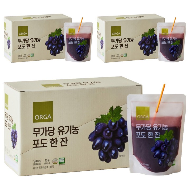 올가홀푸드 무가당 유기농 포도 한 잔, 140ml, 30개