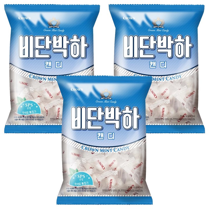 크라운 비단박하캔디, 140g, 3개