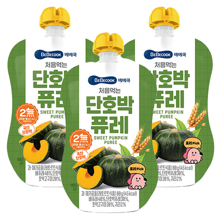 베베쿡 처음먹는 퓨레, 단호박, 80g, 3개