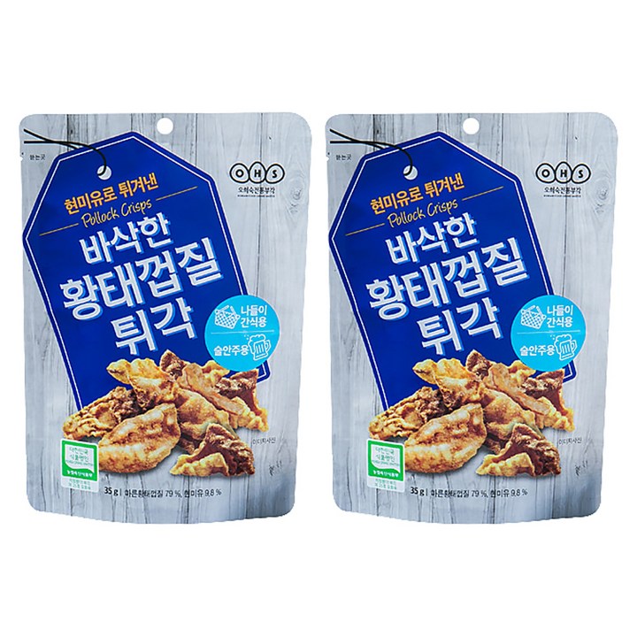 오희숙 전통부각 바삭한 황태껍질 튀각, 35g, 2개