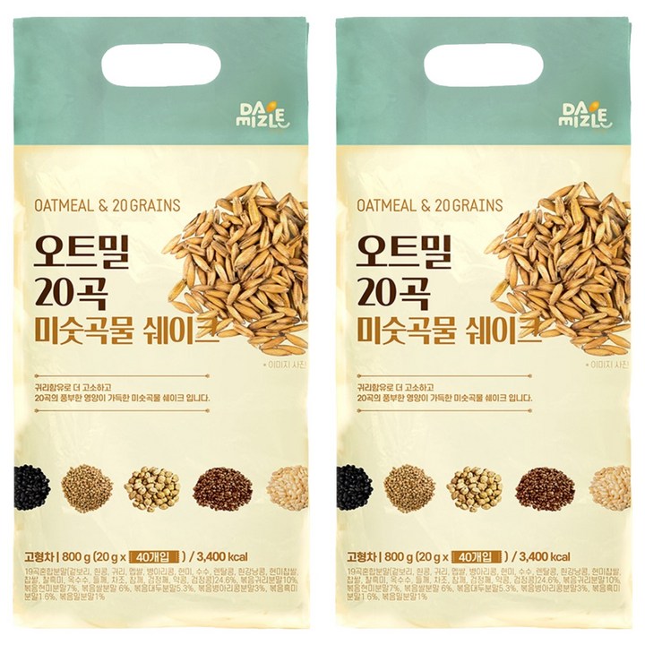 다미즐 오트밀 20곡 미숫곡물쉐이크 20g, 800g, 2개