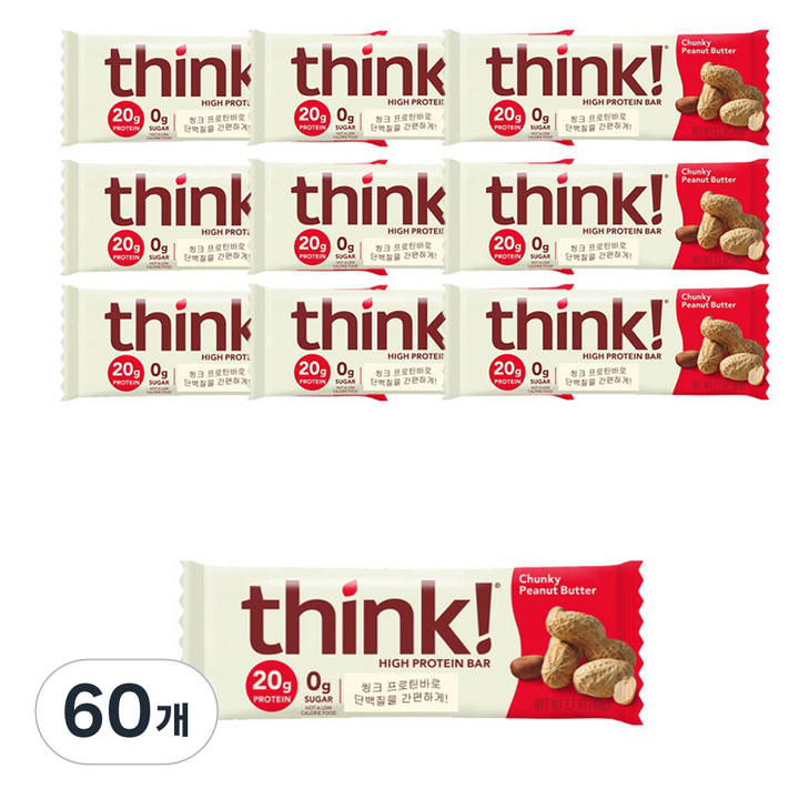 띵크 청키 피넛버터 프로틴바, 60g, 60개