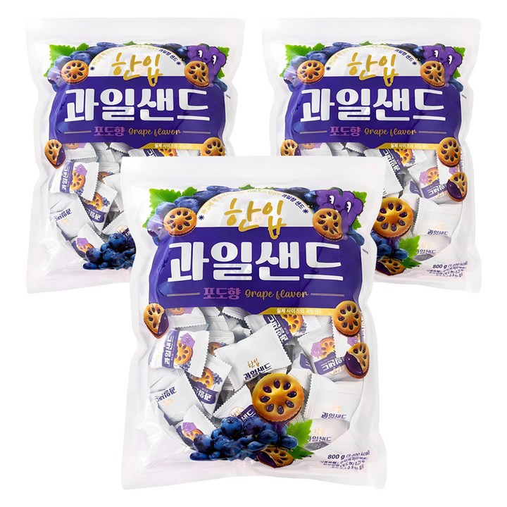 한입 과일 샌드 포도향, 800g, 3개
