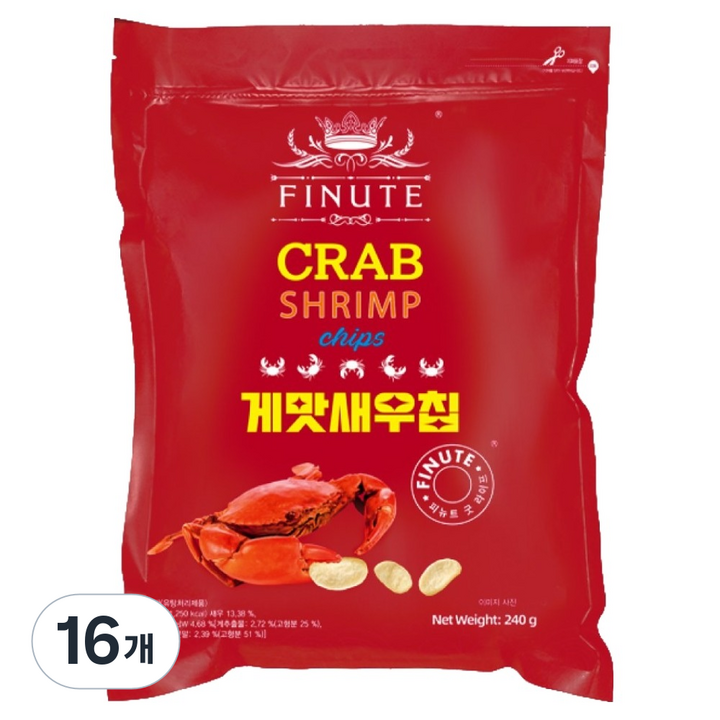 피뉴트 게맛 새우칩 과자, 16개, 240g