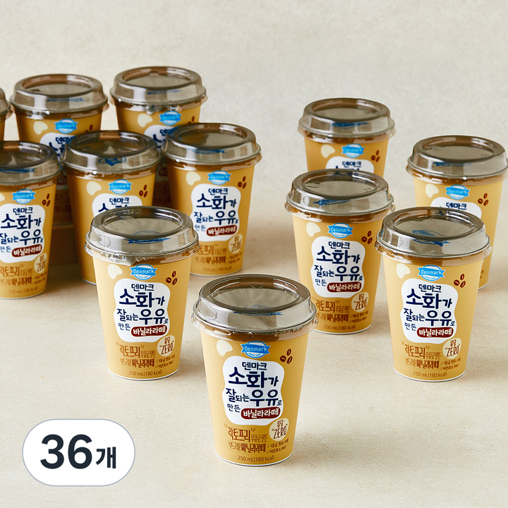 덴마크 소화가 잘되는 우유로 만든 락토프리 바닐라라떼, 250ml, 36개