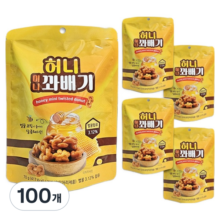 허니 미니 꽈배기 과자, 100개, 70g