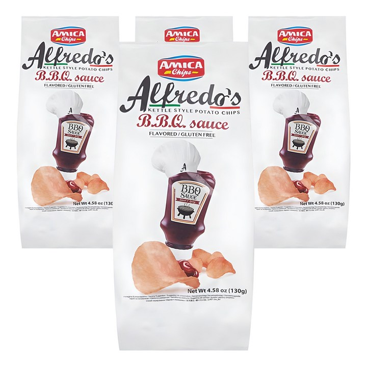 아미카칩스 알프레도 바베큐 감자칩, 130g, 4개