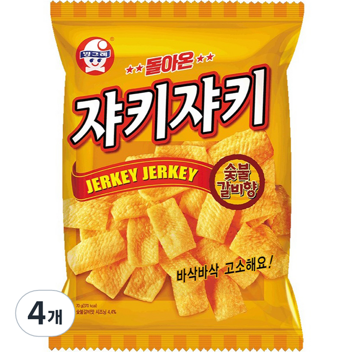 쟈키쟈키 빙그레 숯불갈비향, 70g, 4개