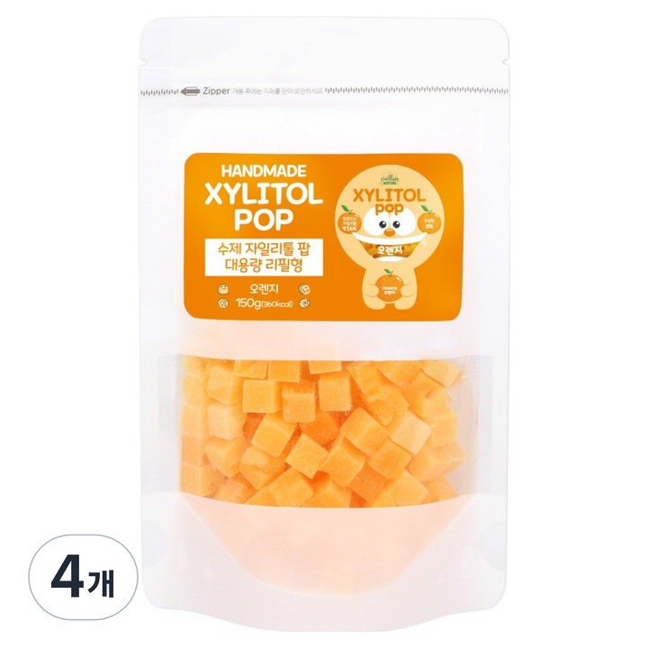 자일리톨팝 파우치 오렌지, 150g, 4개