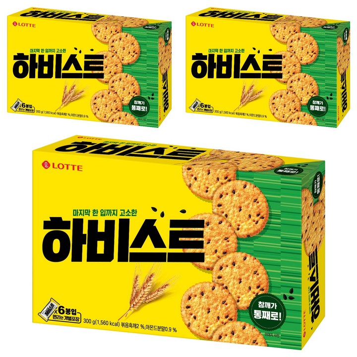 롯데웰푸드 하비스트 오리지널, 300g, 3개