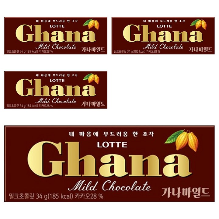 가나 마일드 밀크초콜릿, 34g, 4개