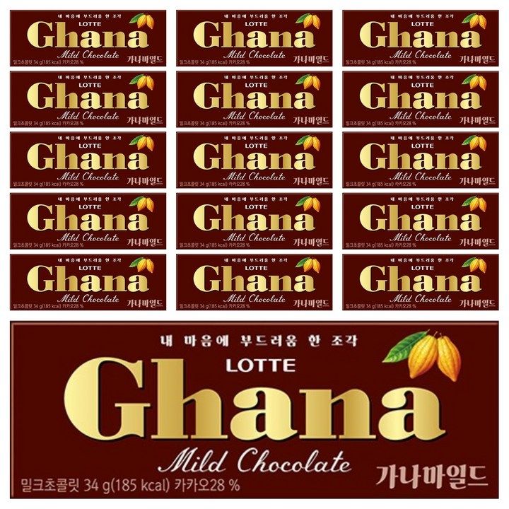 가나 마일드 밀크초콜릿, 34g, 16개