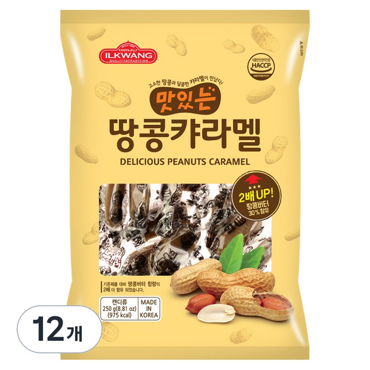 [일광제과] 캔디 땅콩캬라멜, 12개, 250g