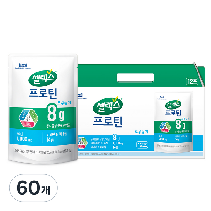 셀렉스 파우치 프로틴 음료 로우슈거 12p, 125ml, 5개