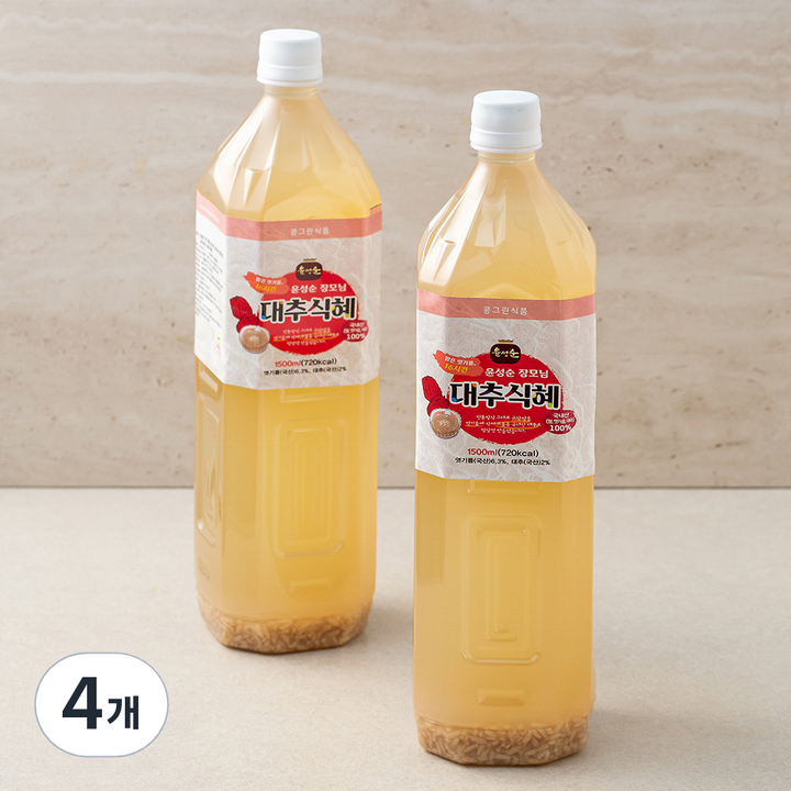 윤성순콩킹 맑은 엿기름 16시간 장모님 국내산 대추식혜, 1.5L, 4개