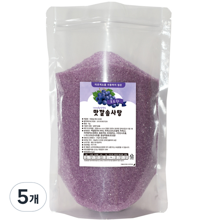 맛깔슈가 솜사탕 설탕 포도향, 1kg, 5개