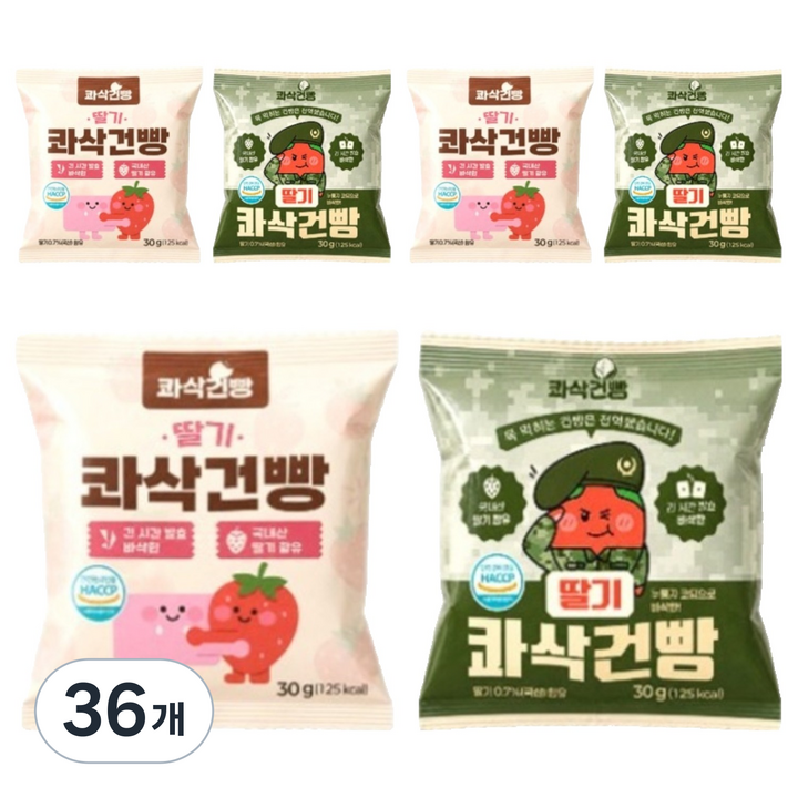 정든식품 딸기 바삭한 콰삭건빵, 30g, 36개