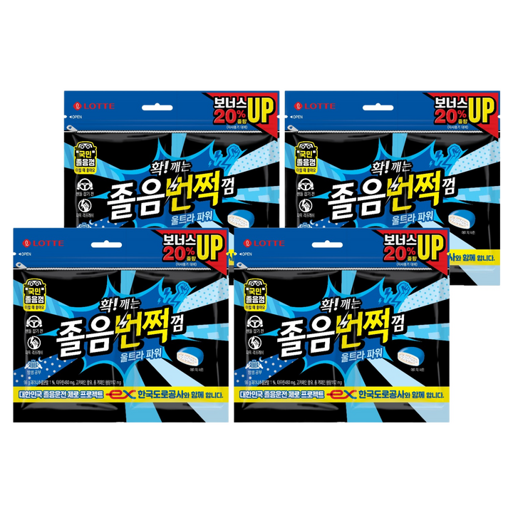 롯데웰푸드 졸음번쩍 껌 울트라 파워, 96g, 4개