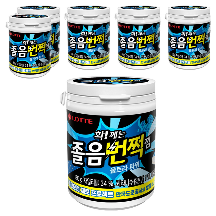 롯데웰푸드 확 깨는 졸음번쩍 껌 울트라 파워, 80g, 6개