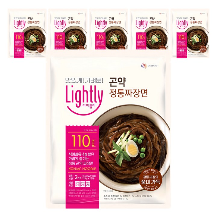 라이틀리 곤약 정통짜장면 2인분, 456g, 6개