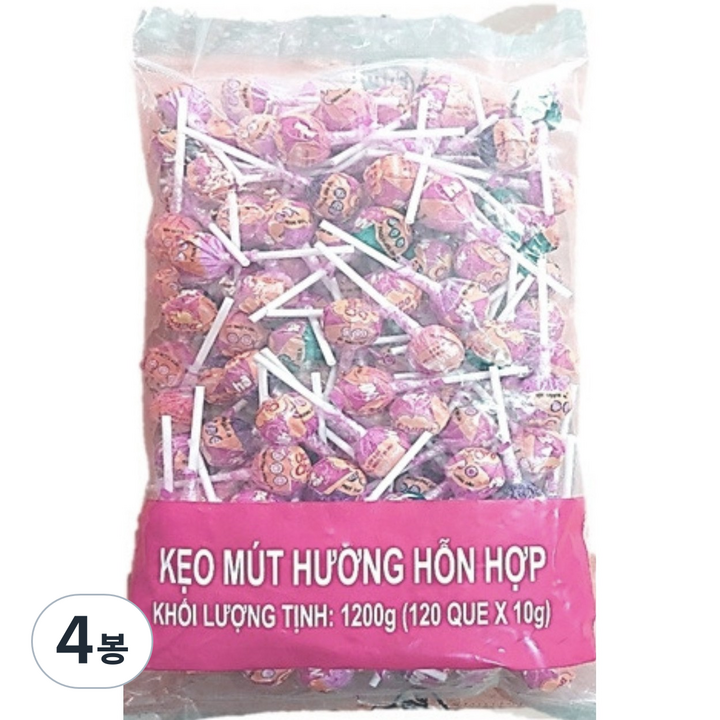 츄파춥스 리필팩 막대사탕 랜덤 발송 120p, 1.2kg, 4개