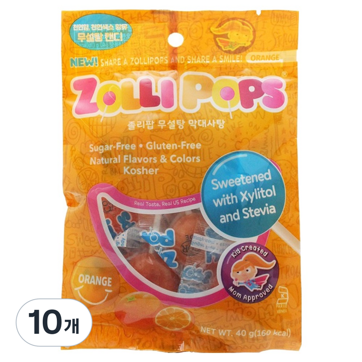 졸리팝 막대사탕 오렌지맛, 40g, 10개