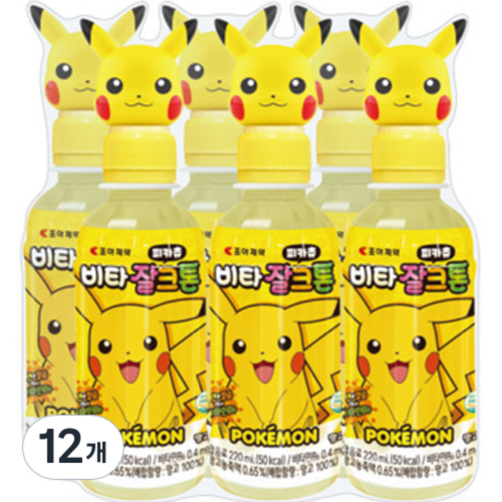 유아용 비타잘크톤 피카츄 포켓몬 음료수, 220ml, 12개, 망고맛