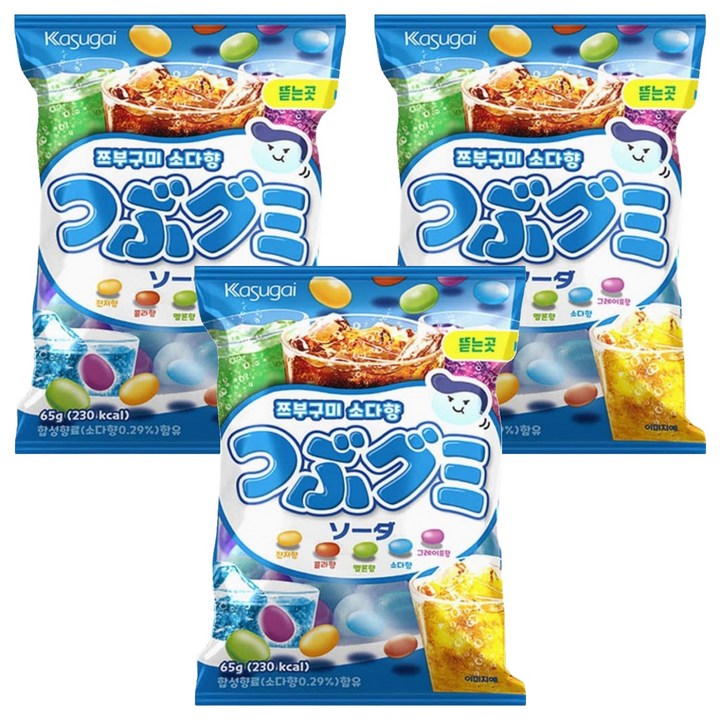 카수가이 쯔부구미 소다향, 65g, 3개