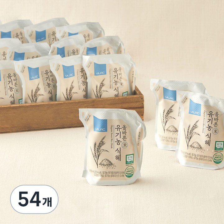 비락 올바른 유기농 식혜, 110ml, 54개