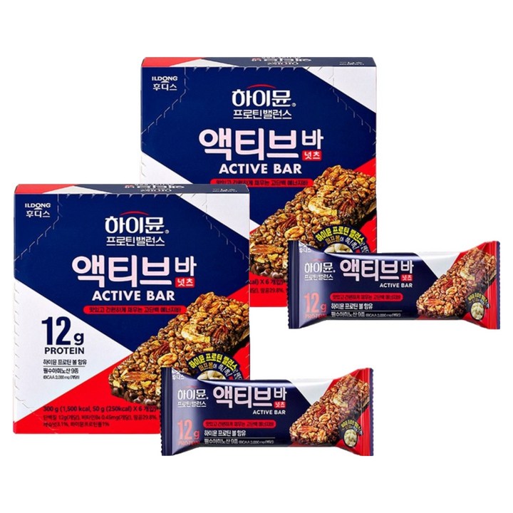 일동후디스 하이뮨 프로틴밸런스 액티브 바 넛츠 6p, 300g, 2개