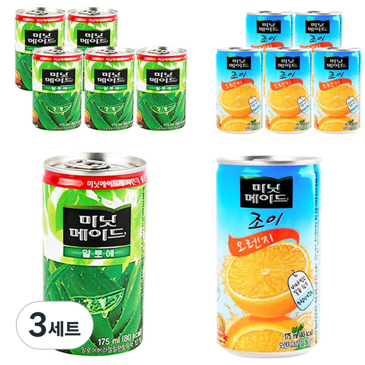 미닛메이드 음료 알로에 175ml x 6p + 조이 오렌지 175ml x 6p, 3세트