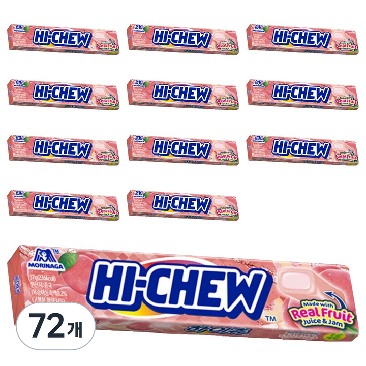 모리나가 하이츄 복숭아맛, 57g, 72개