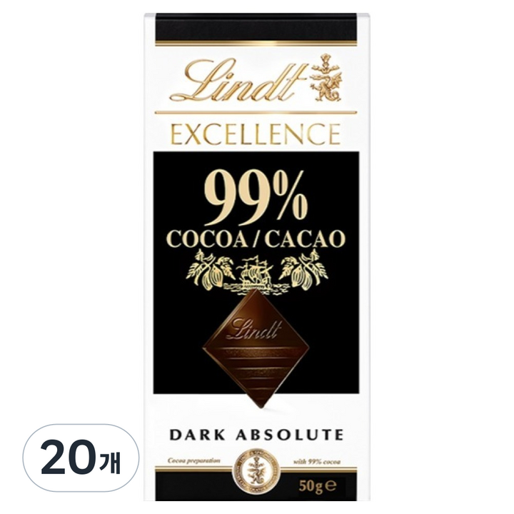 린트엑셀런스 다크 99% 초콜릿, 50g, 20개