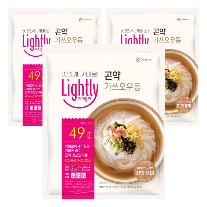 라이틀리 곤약 가쓰오우동 2인분, 434g, 3개