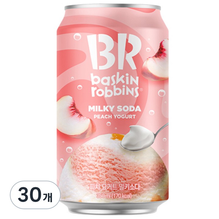 배스킨라빈스 피치요거트 밀키 소다, 350ml, 30개