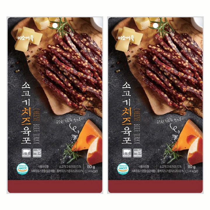 미소어육 소고기 치즈육포, 80g, 2개