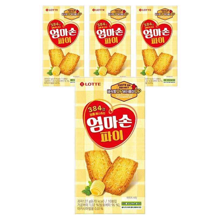 롯데웰푸드 엄마손 파이 과자, 127g, 4개