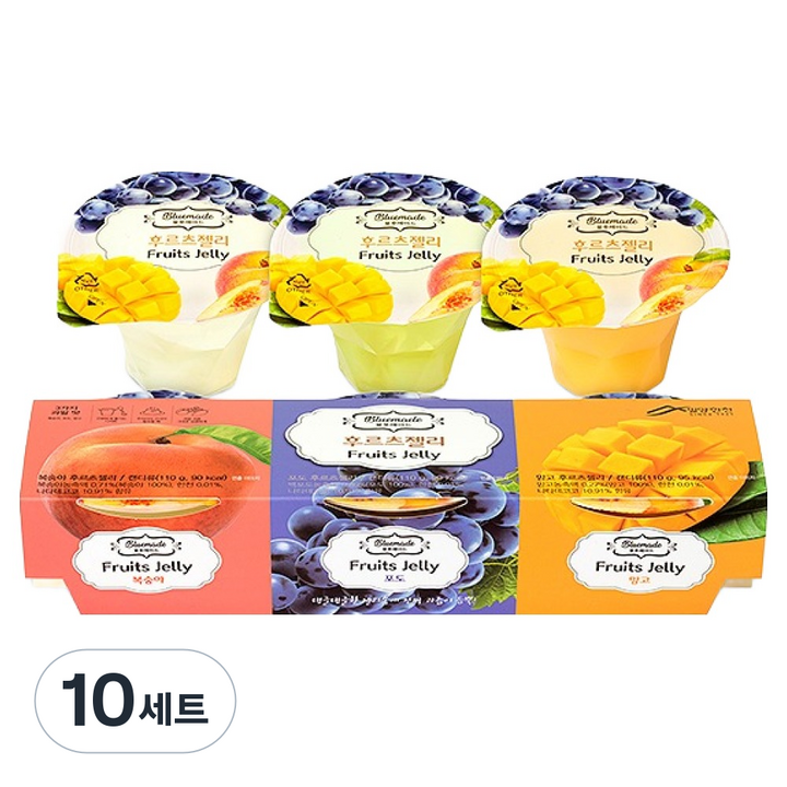 밀양한천 블루메이드 떠먹는 후르츠젤리 세트 330g, 110g, 10세트
