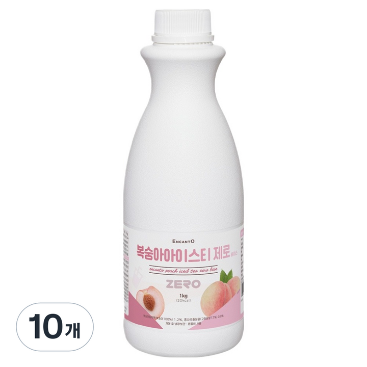 엔칸토 복숭아 아이스티 제로 음료 베이스, 1kg, 10개