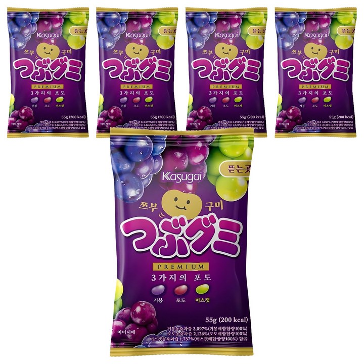 카수가이 쯔부구미 3가지의 포도 젤리, 5개, 55g