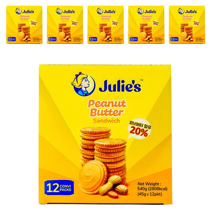 줄리스 피넛버터 샌드위치, 540g, 6개