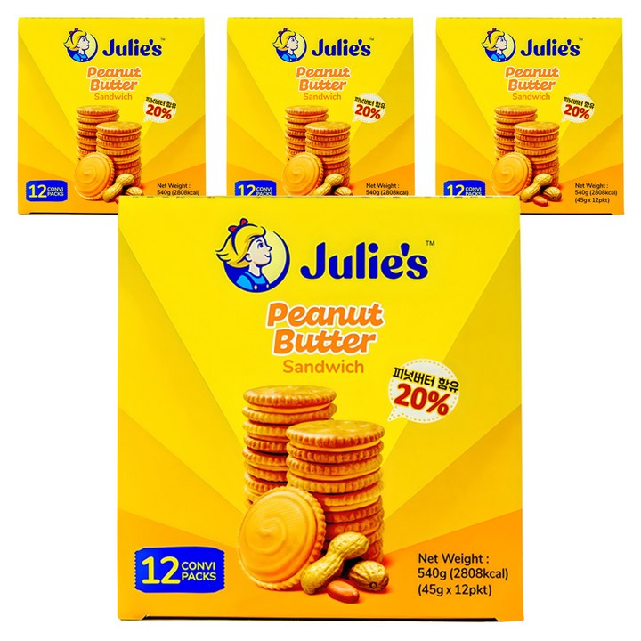 줄리스 피넛버터 샌드위치, 540g, 4개