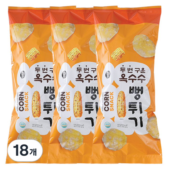 번영푸드 두번 구운 옥수수 뻥튀기, 18개, 130g