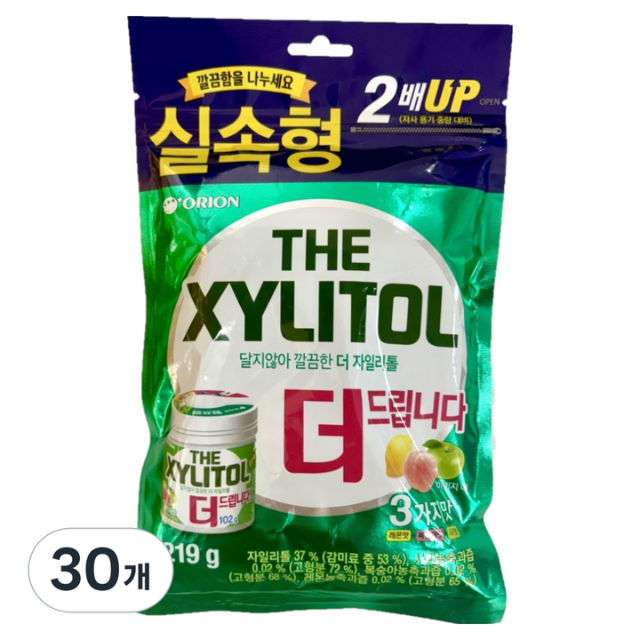 오리온 달지않아 깔끔한 더 자일리톨 껌, 30개, 219g