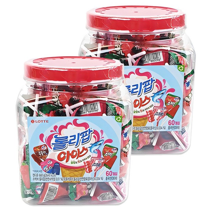 롯데웰푸드 롤리팝 아이스 캔디, 660g, 2개