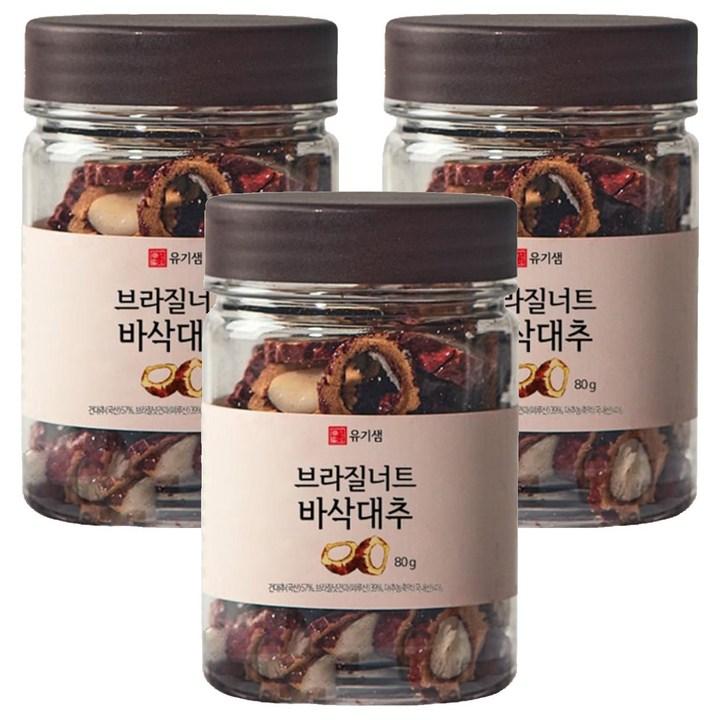 유기샘 브라질너트 바삭대추, 80g, 3개