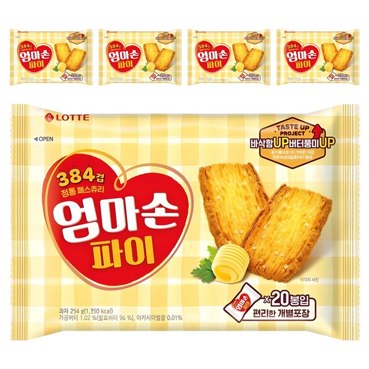 롯데웰푸드 엄마손파이, 254g, 5개